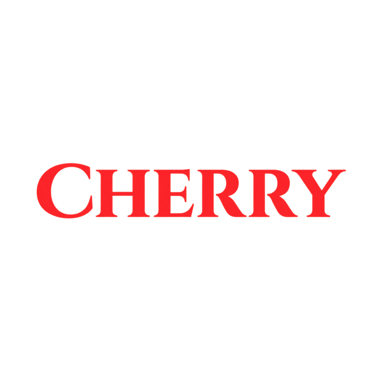 Bold red text spelling CHERRY on black background.